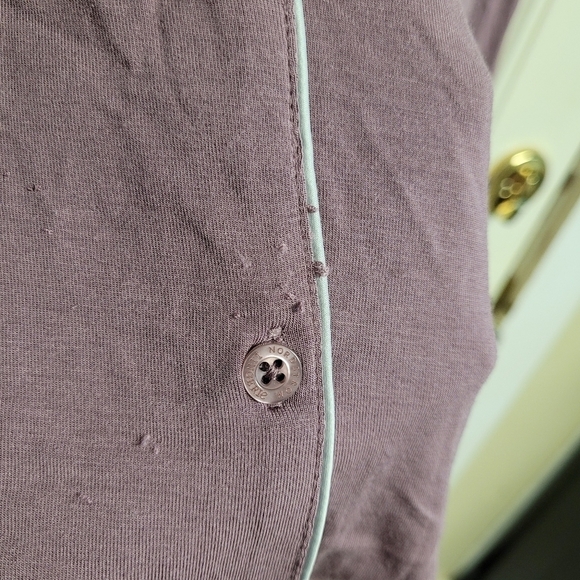 Soft button down purple long sleeve pajama top - Picture 4 of 7